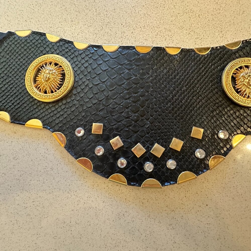 Versace Black Leather Medusa Women's Belt